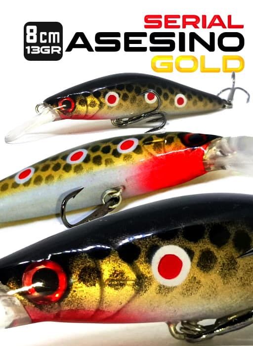 Señuelos para Truchas: Minnow Asesino Serial Gold 8cm - 13gr.