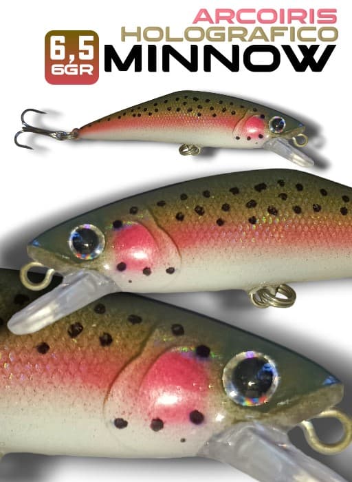 Señuelos para Truchas: Minnow Arcoiris Holográfico 6,5cm - 6 gr